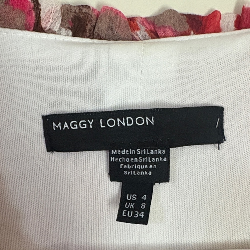 Maggy London Vibrant Red Floral Maxi Dress - Picture 2 of 5